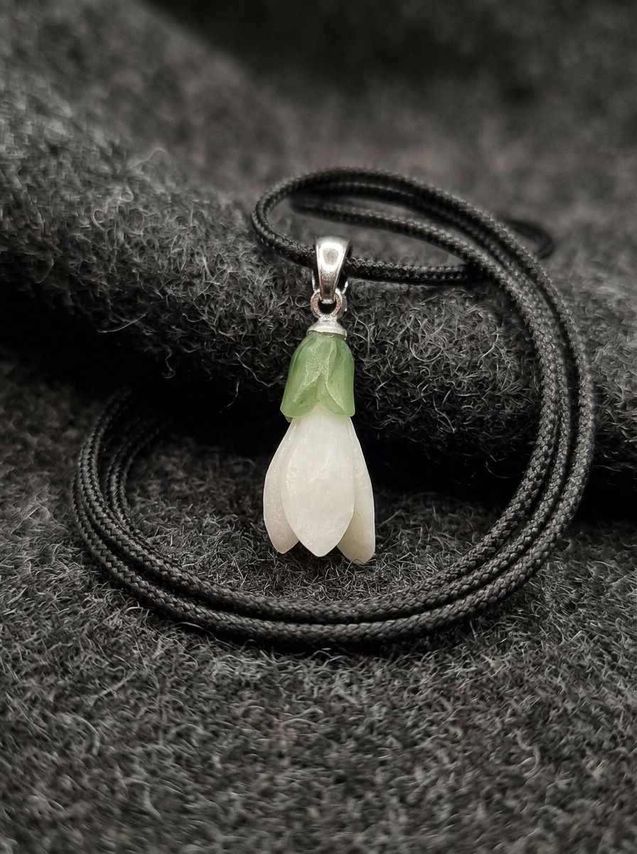 Snowdrop 3 Snowdrop Jade Pendant — Crafted from White and Green Jade 1
