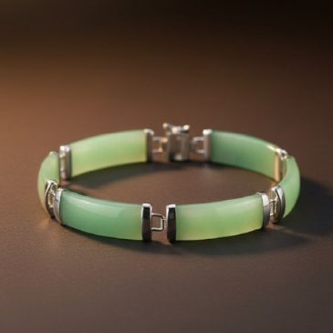 Elegant and timeless, this handcrafted bracelet features polished green jade beads paired with high-quality sterling silver acce…