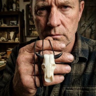 Handcrafted white jade bull skull pendant with sleek obsidian horns. A bold, unique accessory for your daily style….