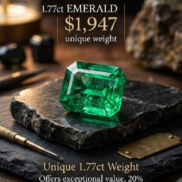At $1,947, this 1.77ct emerald is a steal. Its unique weight makes it 20% cheaper than typical gems, while natural inclusions pr…
