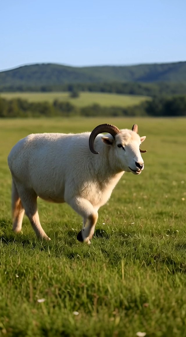 A Fluffy Ram in a Green Pasture